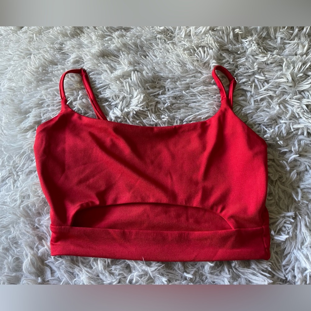 Red Slit Adjustable Crop Top